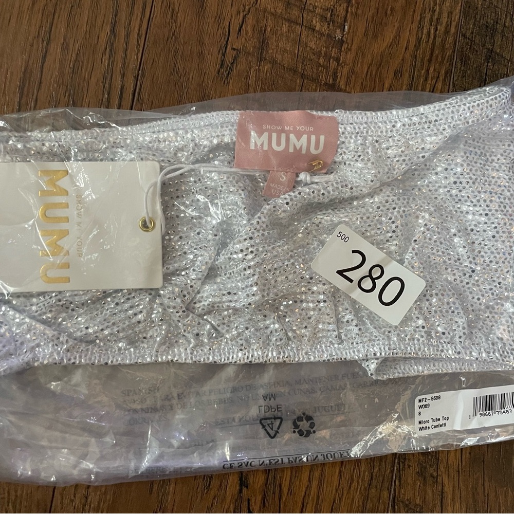 Show Me Your MuMu White Confetti Micro Tube Top
